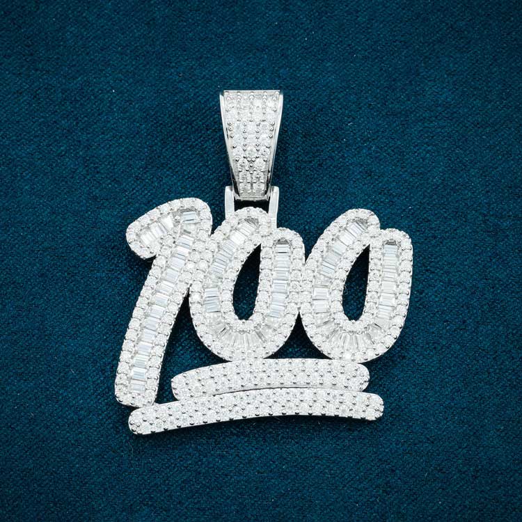 Moissanite 100 Emoji Pendant - Vermeil Gold - Image 4