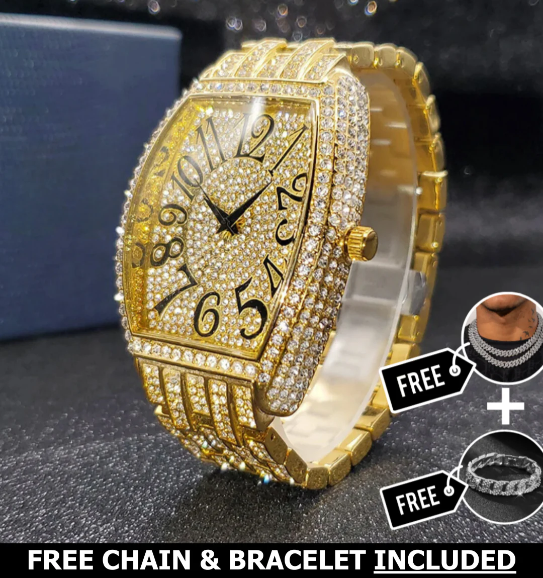 Navette Gold Iced Out Watch - Image 2