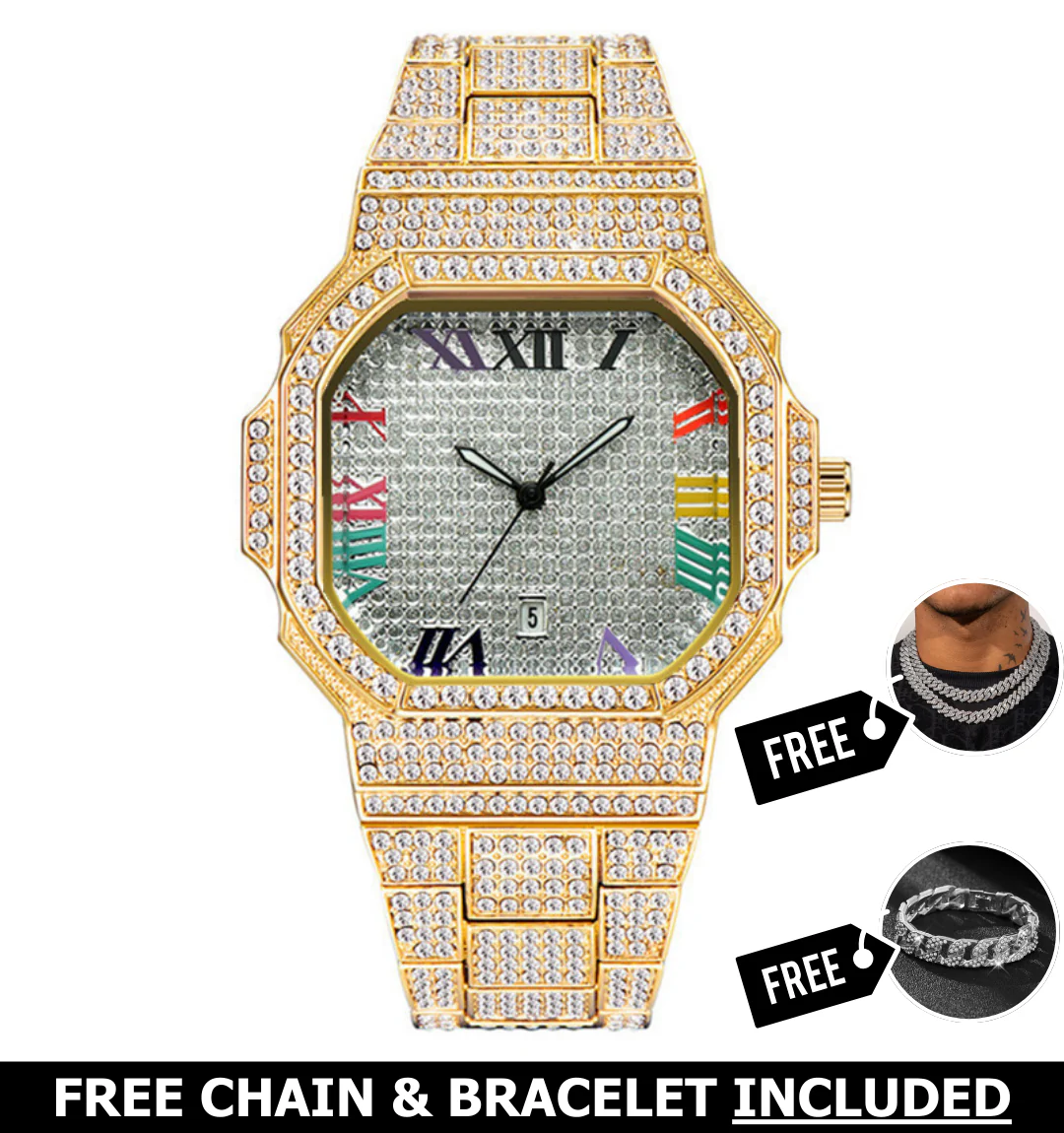 Prestige Rainbow Iced Out Watch - Image 2